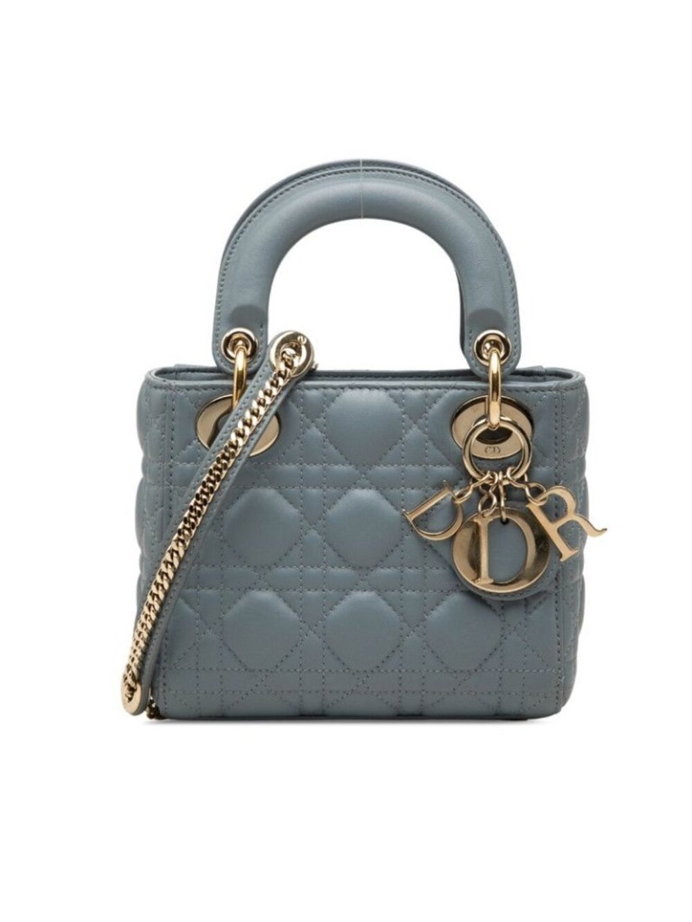 Dior Cannage Lady Dior Mini 2-Way Shoulder Bag 15 BO Blue Leather